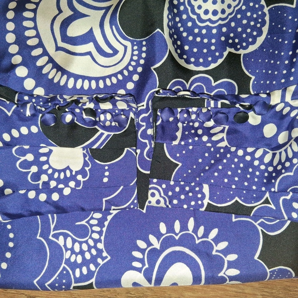 Banana Republic Women 100% Silk Long Sleeve Floral Purple White Black Dress 0P - Picture 7 of 16